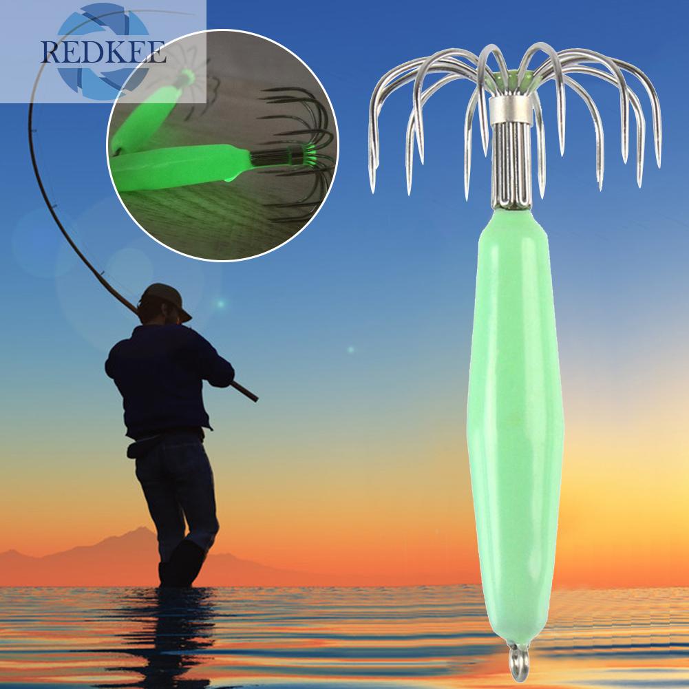 Mồi Câu Cá Giả Hình Mực Dạ Quang 12 Móng