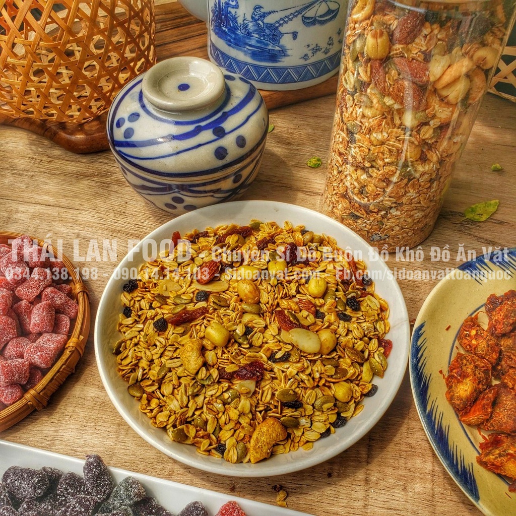 Granola Siêu Hạt Sấy Mật Ong - Ăn Kiêng Giảm Cân - Siêu Ngon - Lon 500Gram