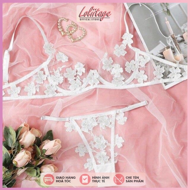 Bộ đồ lót ren sexy có gọng nâng ngực xuyên thấu siêu quyến rũ dành cho nữ