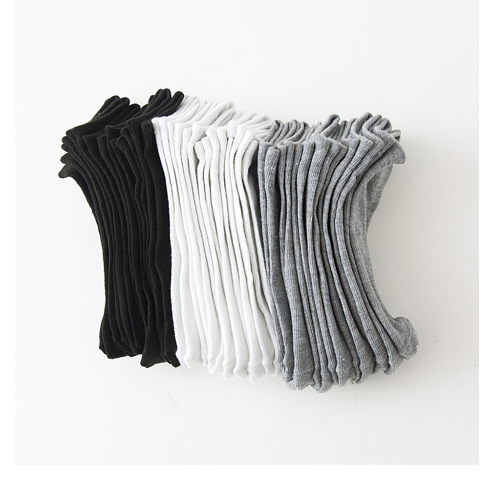 Tất  Nam Nữ Cotton Trơn Cổ Ngắn Hàn Quốc Thấm Hút Mồ Hôi Cực Tốt