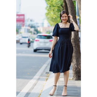 Đầm Midi cổ vuông tay phồng (Oak Dress)