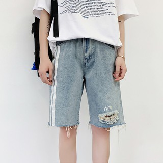Quần short vải denim phối rách cá tính thời trang cho nam
