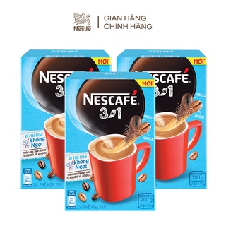 Combo 3 hộp cà phê hòa tan Nescafé 3in1 vị hài hòa không ngọt - công thức cải tiến (Hộp 20 gói x 10g)