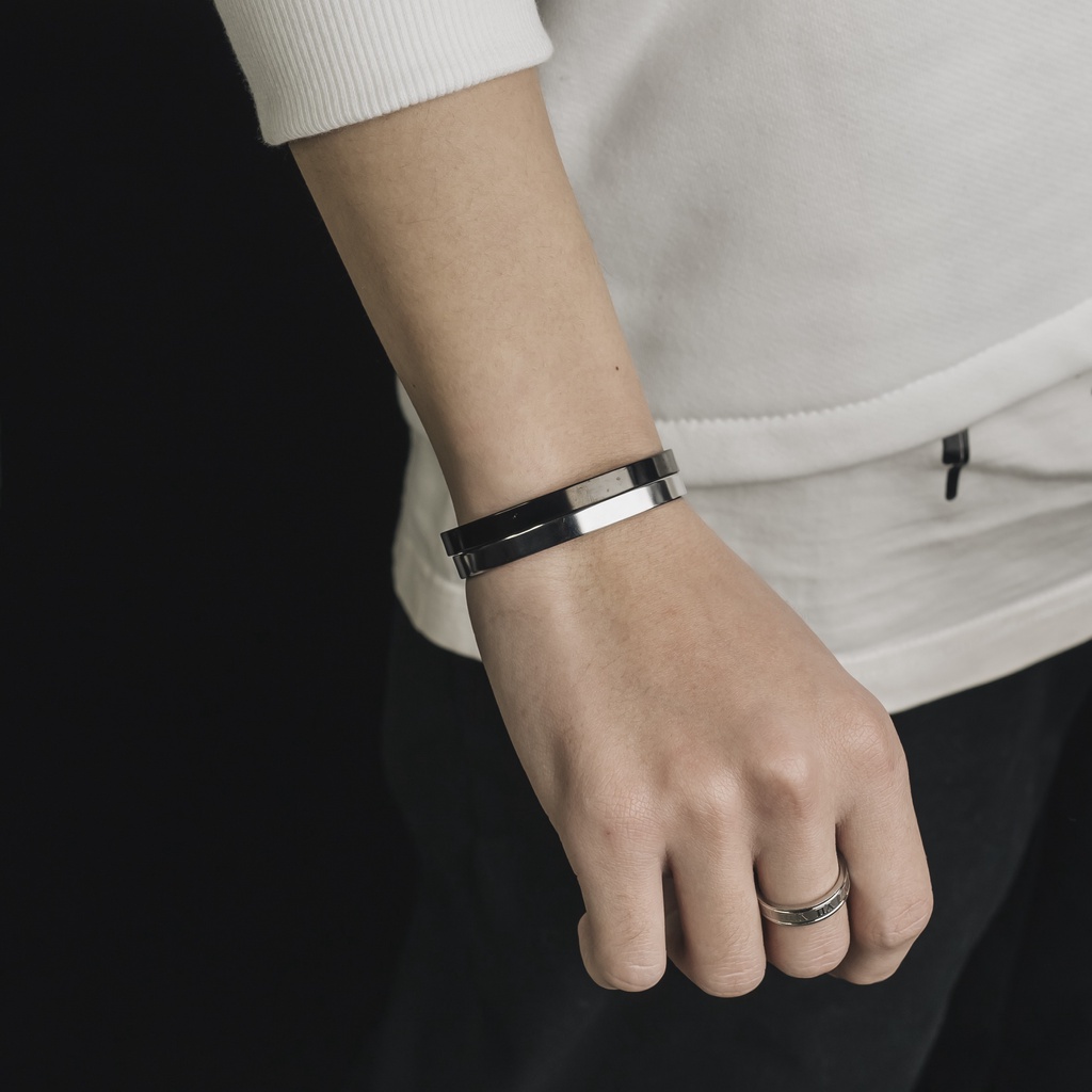 Vòng Tay Nam Nữ Unisex Lắc Tay Thời Trang Vòng Tay Basic Punstore Màu Bạc Đen Titan - Vòng Plain