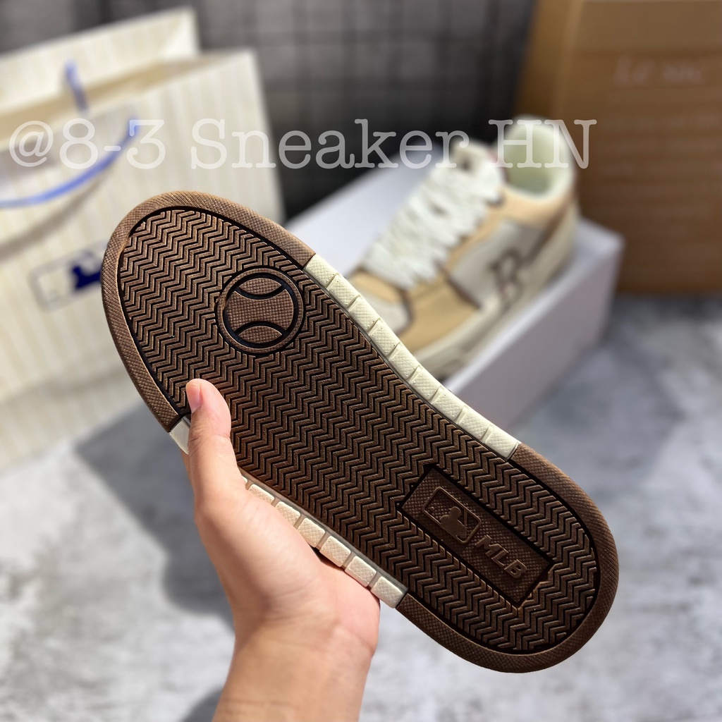 GIÀY THỂ THAO MLB Liner Chữ B Nâu Kem Cao Cấp, Giày Chunky Ofwhite Boston Nâu Mới