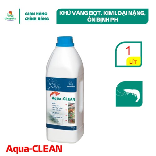 Vemedim Aqua Clean dùng khử váng bọt, kim loại nặng, ổn định pH cho ao nuôi thủy sản, chai 1lit