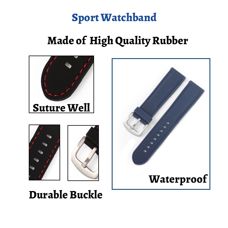 Dây Đeo Đồng Hồ Bằng Cao Su Chống Nước Tháo Gỡ Nhanh 18mm 20mm 22mm 24mm Cho Nam Và Nữ