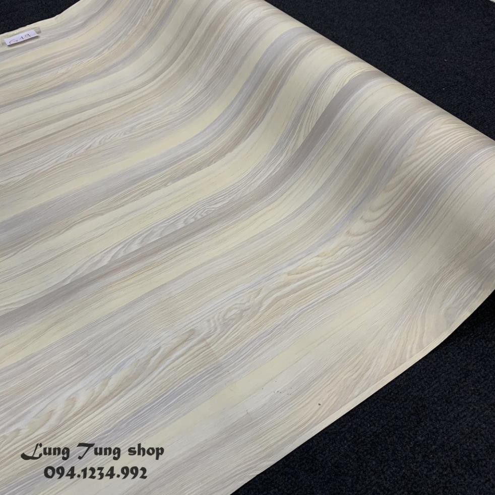 Decal vân gỗ trắng - Giấy dán tường bàn tủ giả gỗ màu trắng có sẵn keo G19