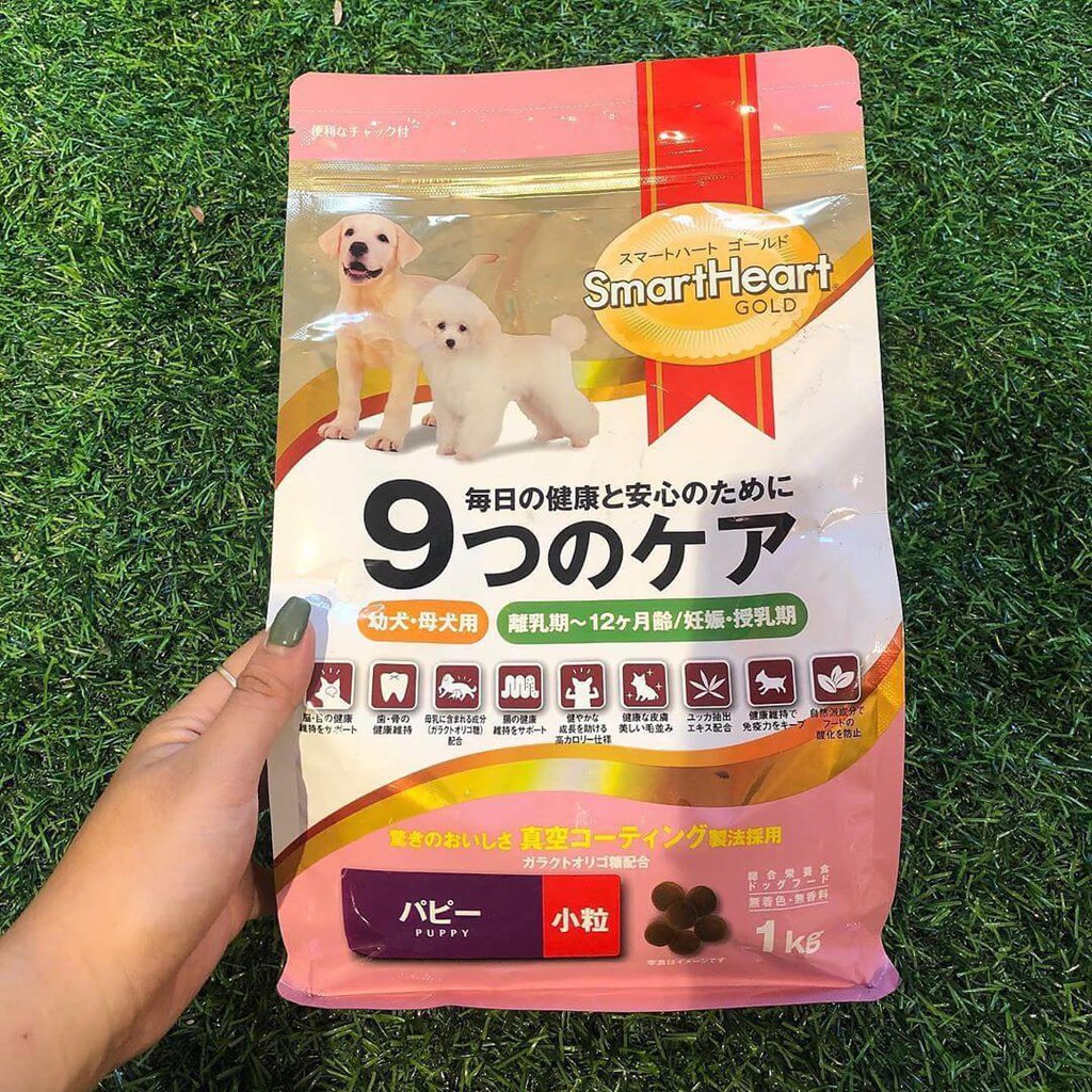 Thức ăn hạt cho chó trưởng thành SmartHeart GOLD 1kg Nhập khẩu Nhật Bản Phụ kiện Long Vũ