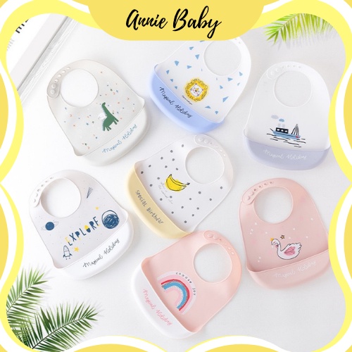 Yếm máng ăn dặm silicon Annie Baby siêu mềm cho bé