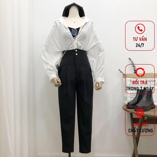 Quần tây nữ công sở lưng cao dáng baggy vải tuyết mưa cao cấp Hàn Quốc Q457