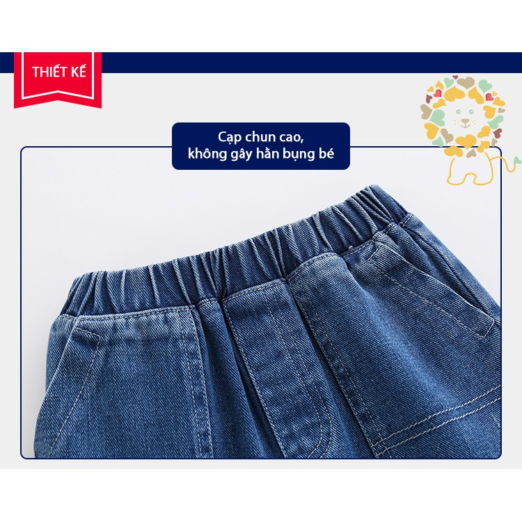 Quần JEAN bé trai WAPYPY WELLKIDS quần short jean cho bé họa tiết chất bò mềm