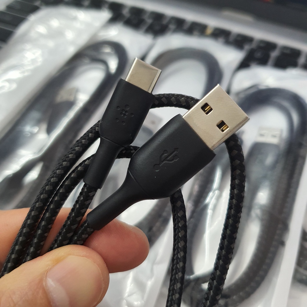 Cáp Sạc Nhanh Belkin USB - Type C Chính Hãng, Chất Liệu Dù Bền, Dài 1m
