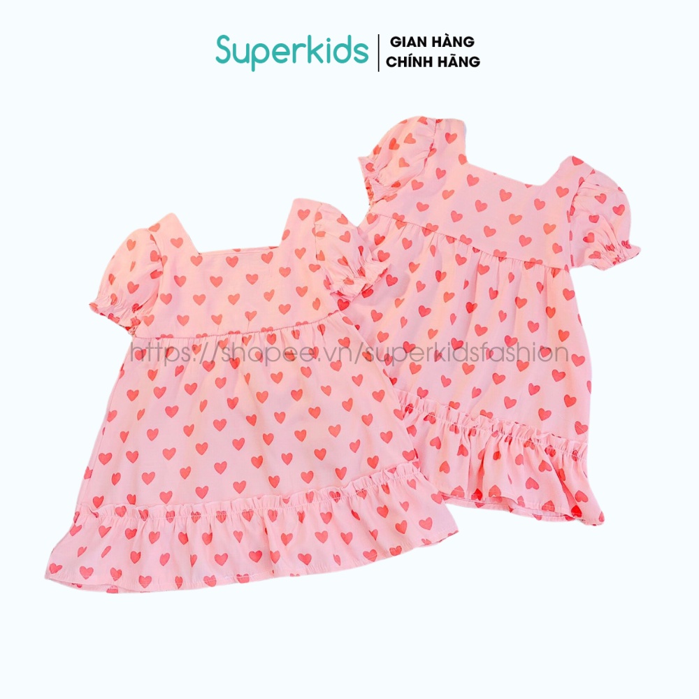 Váy cho bé gái, Đầm họa tiết hình Tim 8-22kg QATE792