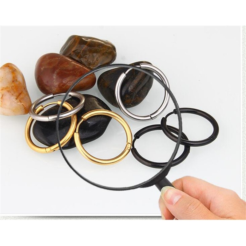 Khuyên tai tròn thời trang bằng thép titan không gỉ không gây dị ứng cao cấp