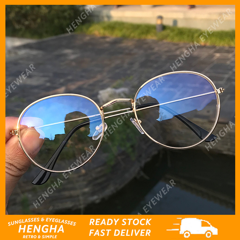 Mắt Kính Gọng Tròn Chống Bức Xạ Phong Cách Retro Hàn Quốc Cho Nữ