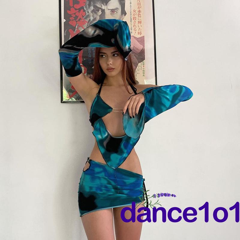 Set áo hai dây + chân váy ngắn lưng thấp + áo khoác tay dài thời trang mùa hè quyến rũ cho nữ