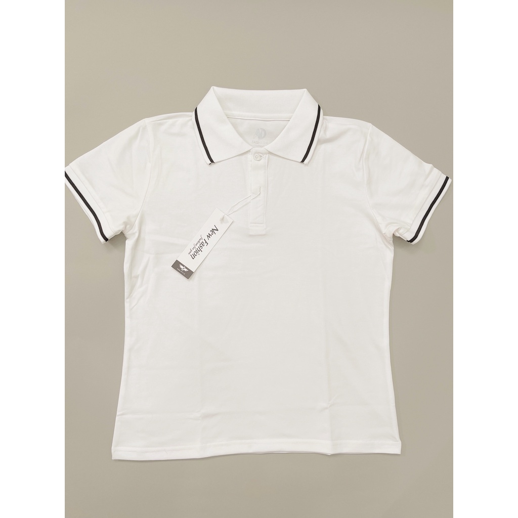 Áo thun polo nữ cổ bẻ thời trang, thiết kế màu trơn phối cổ bẻ dệt không xù, áo polo tay ngắn cơ bản