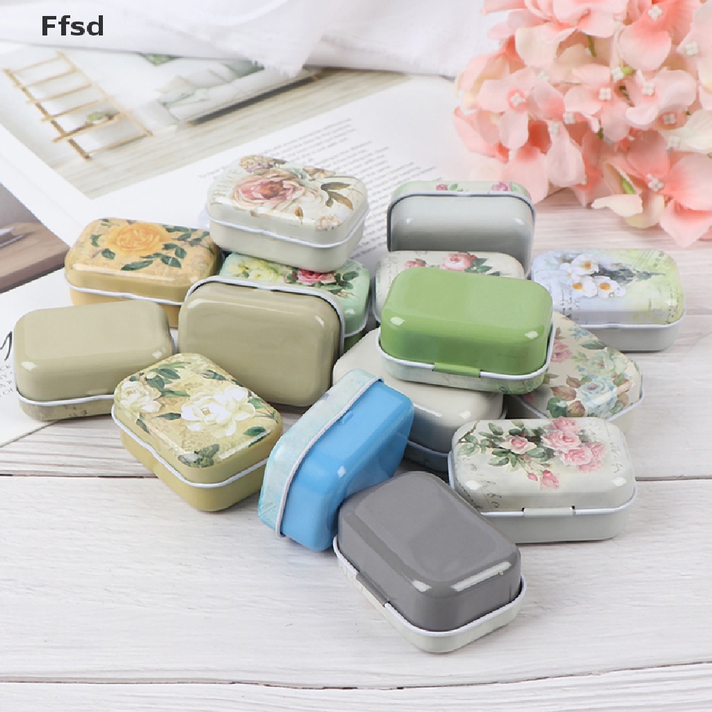 {Ffsd} Hộp Thiếc Mini Hình Chữ Nhật Nhỏ Đựng Trang Sức / Đồng Xu / Đồ Trang Sức Bán Chạy