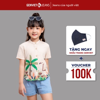 Áo sơ mi genviet bé gái họa tiết tropical kids sa324c2181