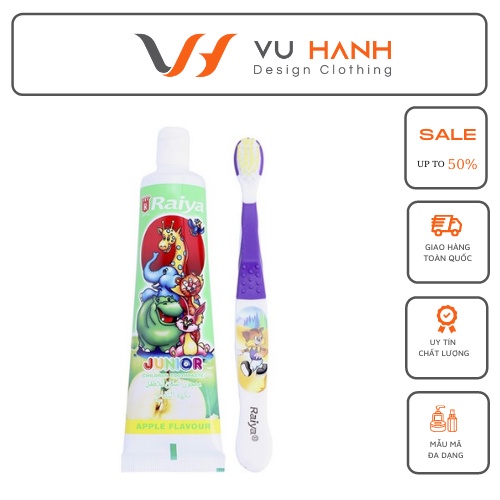 Bộ bàn chải và kem đánh răng trẻ em Raiya combo 2 set | Shop Vũ Hạnh