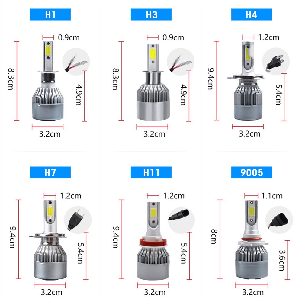 Bóng đèn pha phá sương mù  C6 LED H1 H3 H4 H7 H8 H9 H11 H13 H27 siêu sáng công suất 40W dành cho xe hơi