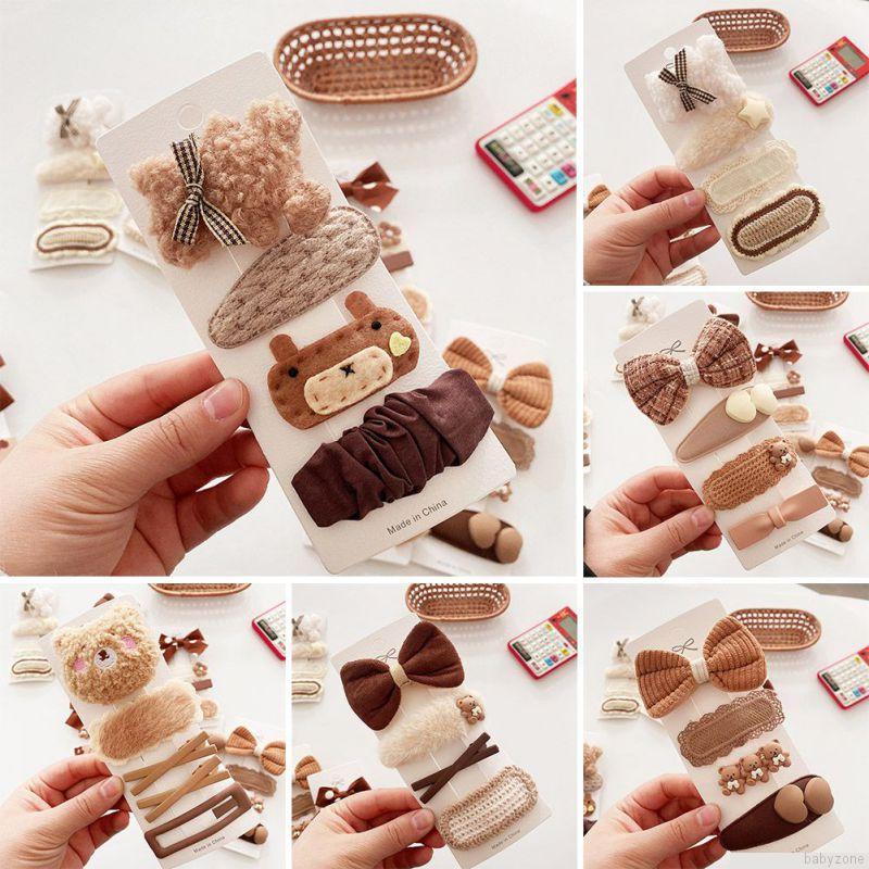 Set 4 kẹp tóc nhiều kiểu họa tiết hoạt hình thời trang trang nhã