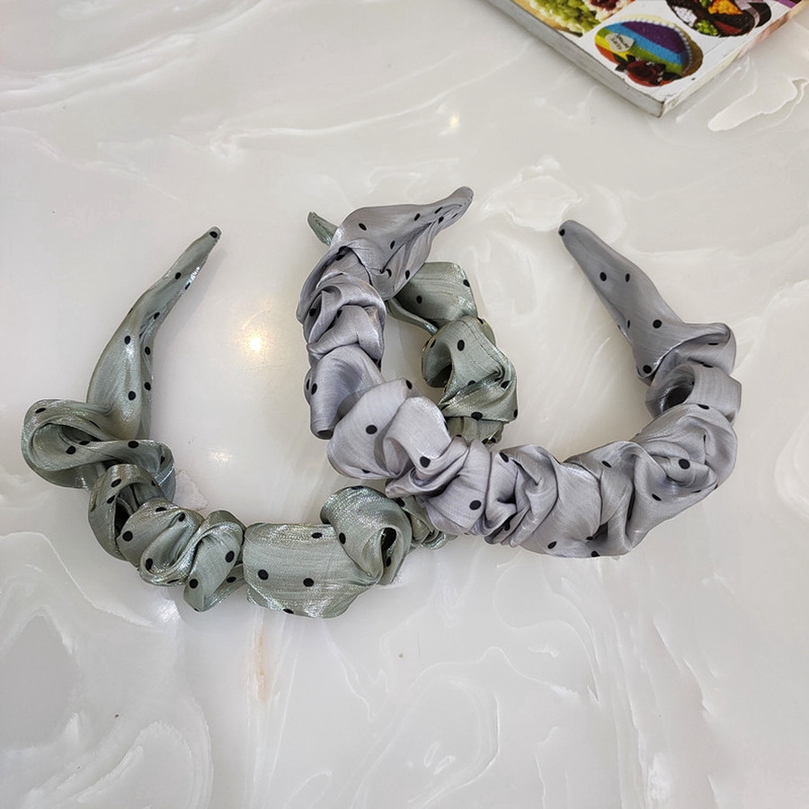 Băng đô cài tóc bằng vải satin in họa tiết chấm bi xinh xắn