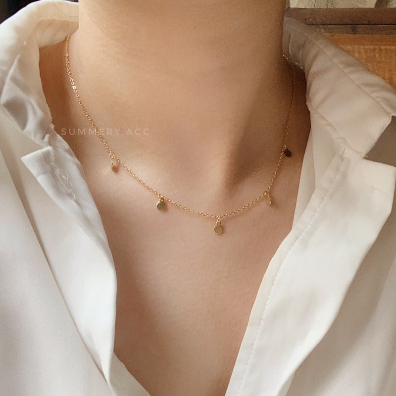 Vòng cổ bạc 925 SUMMERY chocker chuỗi tròn dây chuyền S925 mạ vàng