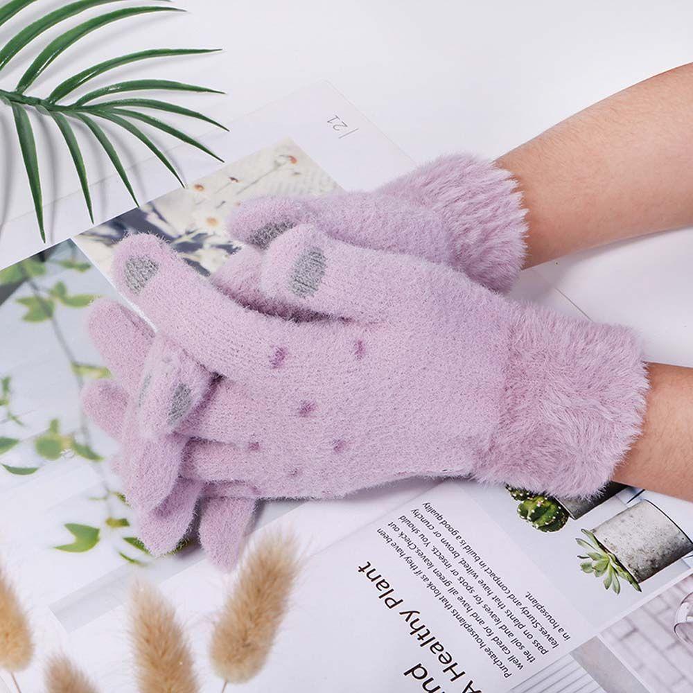 Găng Tay Lái Xe Dệt Kim Mềm Mại Dày Dặn Có Thể Chạm Màn Hình Cảm Ứng Phong Cách Giáng