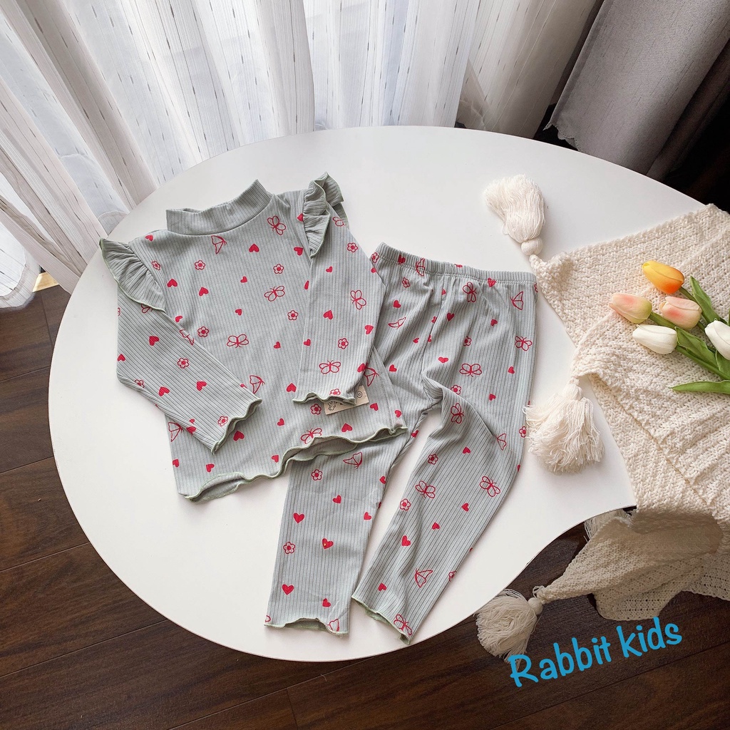 Đồ Bộ Dài Tay Cho Bé Gái 1-5Tuổi💝FREESHIP💝Rabbit Kids-Quần Áo Thu Đông Cánh Tiên Dễ Thương Trẻ Em Chất Tăm Nhung Mềm Mại