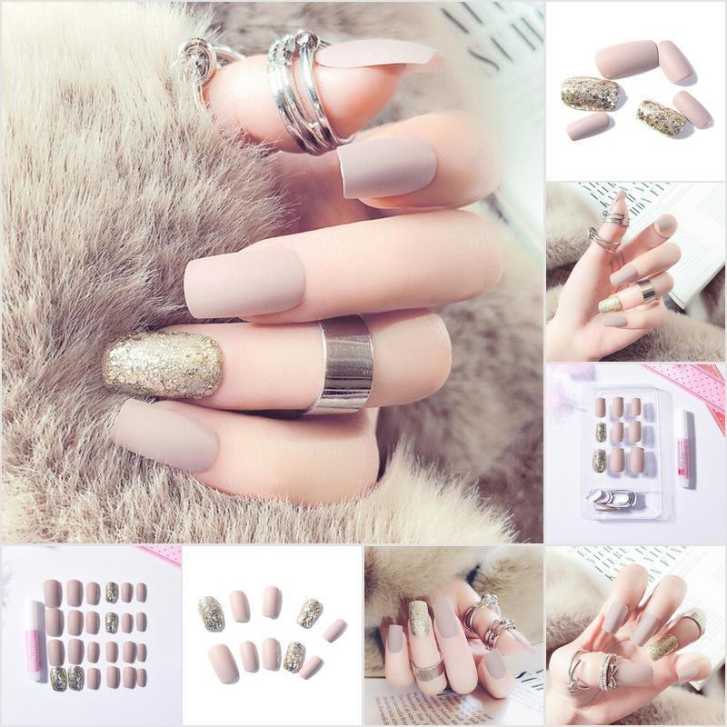 Set 24 Móng Tay Giả Họa Tiết Xinh Xắn