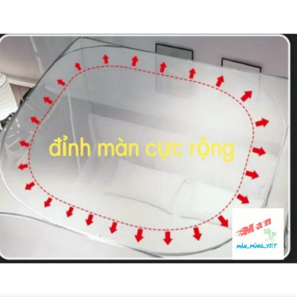 Màn chụp tự bung đỉnh vuông  có chân viền vải lụa cao cấp mùng chụp đỉnh lớn siêu bền đẹp