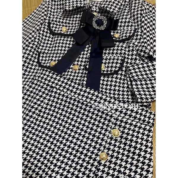 2END Set dạ tweed nữ chân váy dài