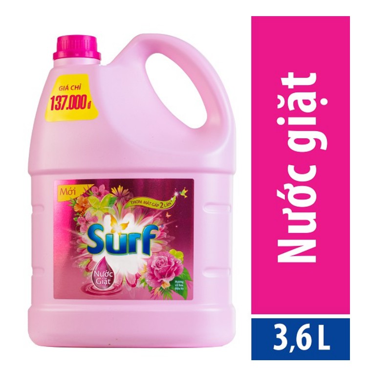 Nước Giặt Surf Hương Cỏ Hoa Diệu Kì Can 3.8kg - 3.6L