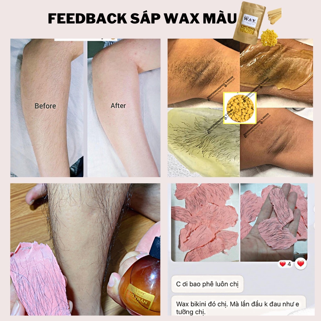 Combo Triệt Lông Vĩnh Viễn, Viên Sáp Hard Wax Bean và Mỡ Trăn, Hạt Wax Lông Nóng Dùng Cho Nách, Râu, Tay Chân, Bikini