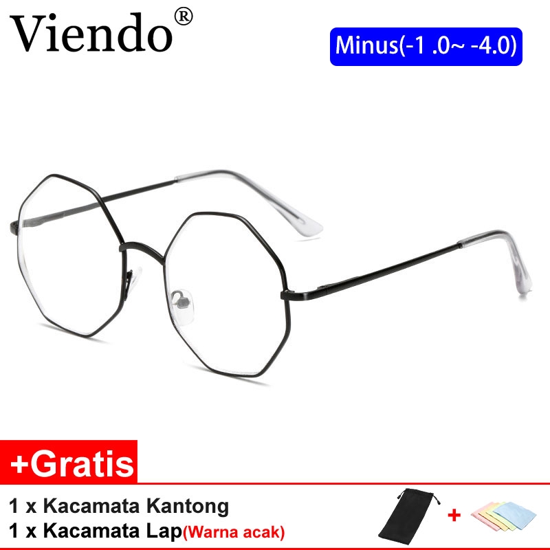 Gọng kính cận nam nữ VIENDO đa giác Hàn quốc thời trang kính cận có độ-1.0~-4.0
