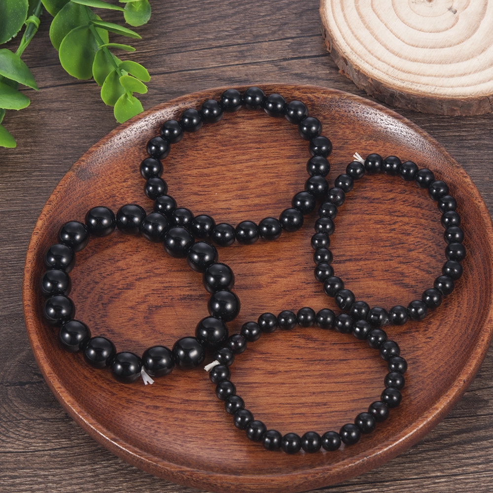 Vòng tay chuỗi hạt đá đen đơn giản thời trang thanh lịch