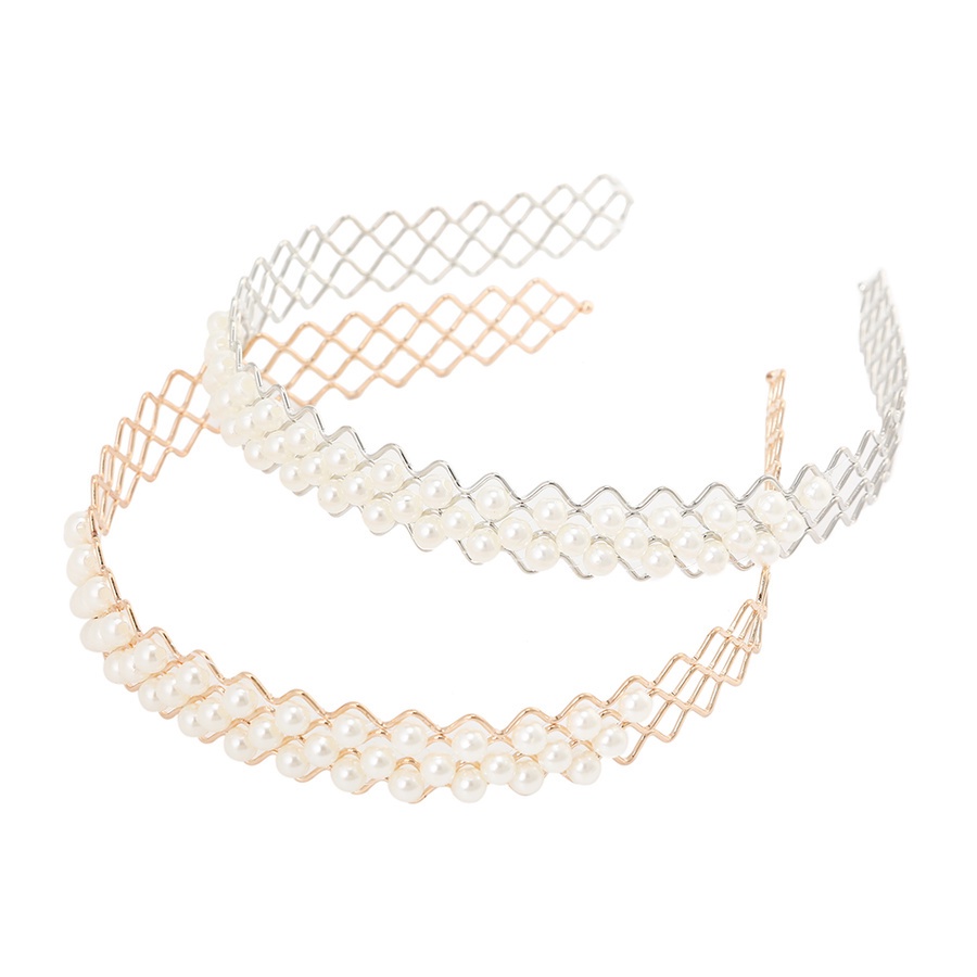 Băng đô kim loại đính ngọc trai nhân tạo phong cách thời trang hàn quốc