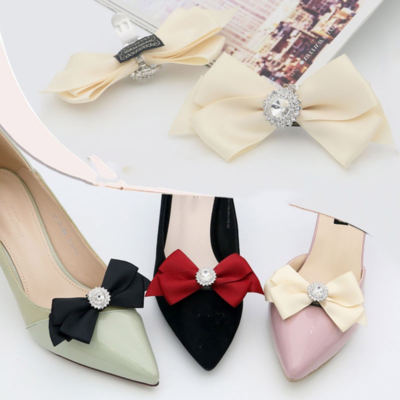 1 Cặp Phụ Kiện Trang Trí Giày Cưới Hình Nơ Đính Đá Sang Trọng