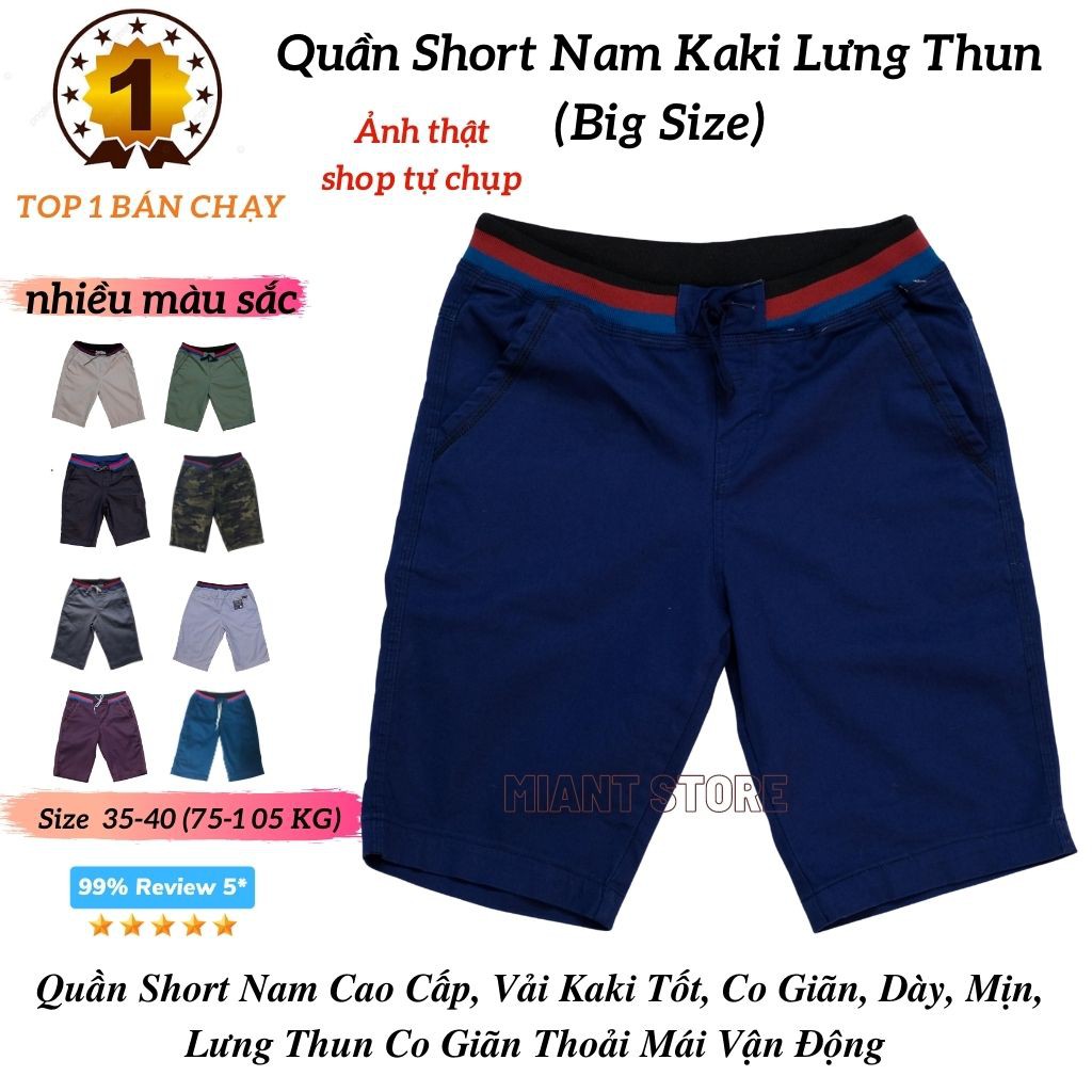 Quần Short Nam Kaki Lưng Thun, Quần Short Kaki Nam Chất co Giãn