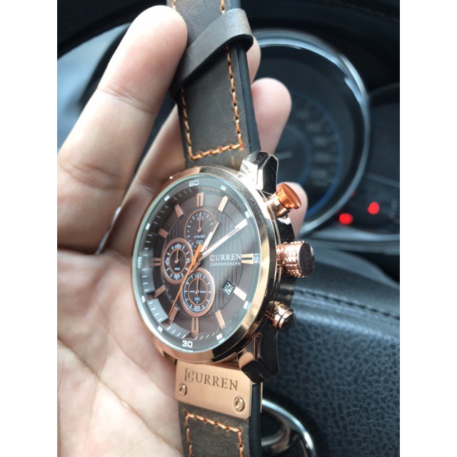 Ảnh thật_Đồng hồ nam dây da cao cấp Curren full 6kim -Gozid.watches