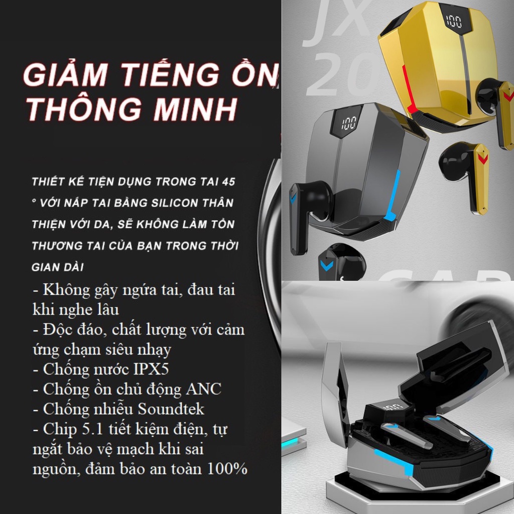 Tai nghe không dây bluetooth Gaming Dogitek JX20 ENC và ANC gaming và nghe nhạc cao cấp