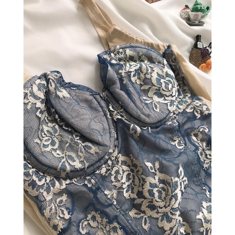 Áo bodysuit ren xanh 2hand