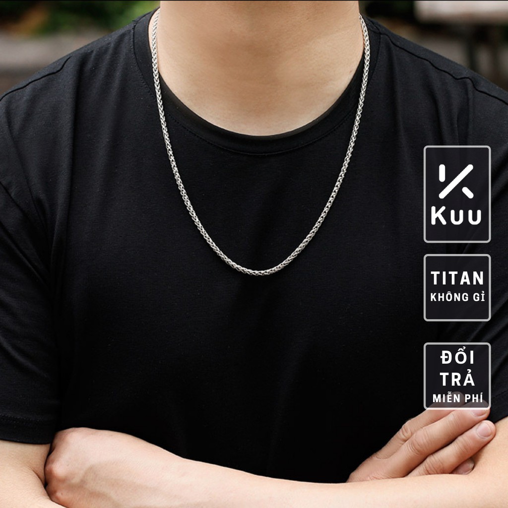 Dây Chuyền Vòng Cổ Basic Trơn Cho Nam Nữ Kuu Studio Màu Bạc Unisex Đơn Giản Ngầu Đẹp Chất Liệu Titan Không Gỉ