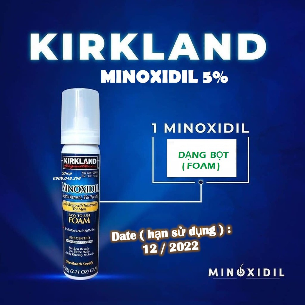 [ Date : Tốt nhất tại Mỹ ] Sản phẩm  mọc Tóc , mọc Râu  Minoxidil  Kirkland Dạng Bọt (Foam), BILL CHÍNH HÃNG COSTCO Mỹ .