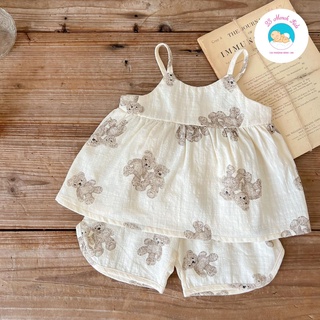Bộ đồ 2 dây gấu + dâu cho bé gái