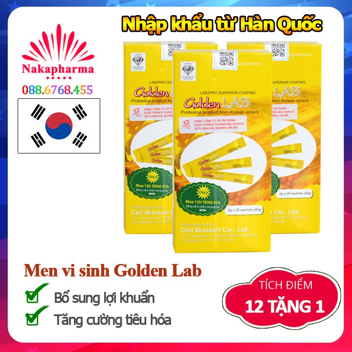 ✅ Men vi sinh Golden LAB – Bổ sung lợi khuẩn, tăng cường tiêu hóa, hấp thu dưỡng chất, giảm đầy hơi, tiêu chảy, táo bón