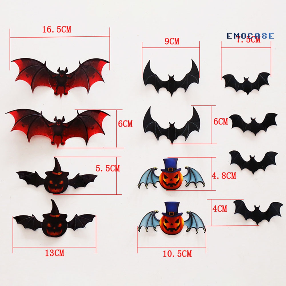 Set 12 Decal dán tường Trang Trí Chủ Đề Halloween 3D