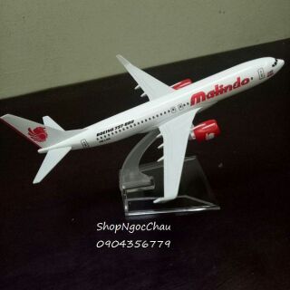 Mô hình máy bay tĩnh b737-800 malindo 16cm